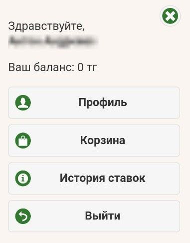 Меню личного кабинета