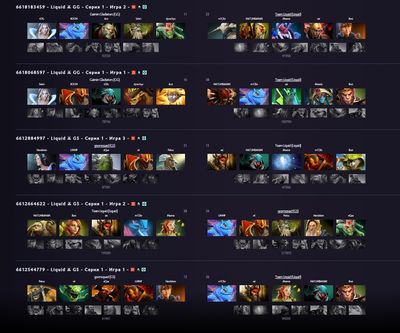 Драфты в последних матчах от Team Liquid