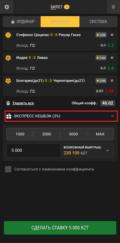 Экспресс-кэшбек от Ubet