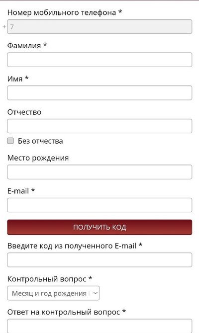 Фрагмент формы для идентификации