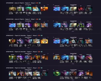 Драфты от Team Spirit в последних двух играх