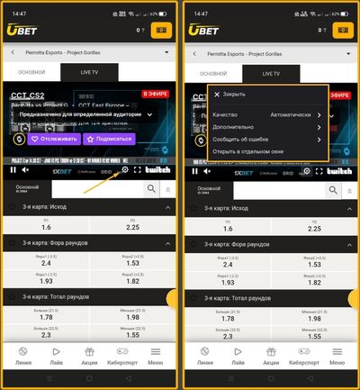 По умолчанию качество видео устанавливается автоматически, а также сразу установлена низкая задержка. Игроки могут включить статистику видео, а также статистику рекламного ролика
