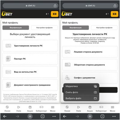 Верификация в Ubet