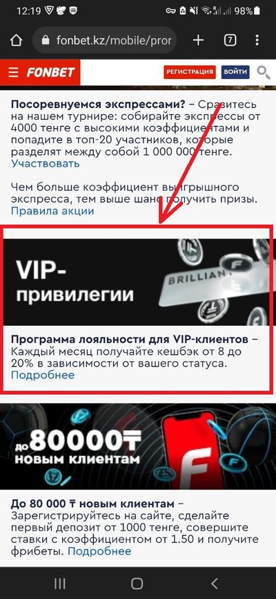 Программа лояльности в разделе Акции