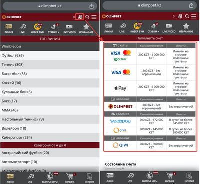 Как пополнить счёт на сайте olimpbet.kz