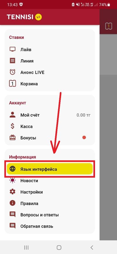 Кнопка для смены языковой версии приложения