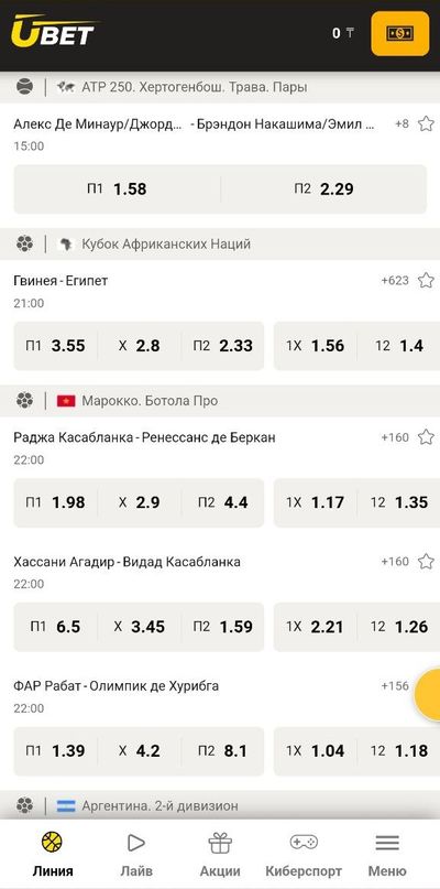 Линия БК Ubet