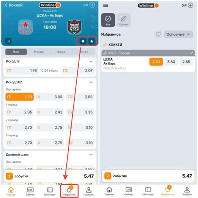 Избранное в БК Винлайн