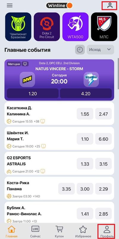 Мобильное приложение Winline